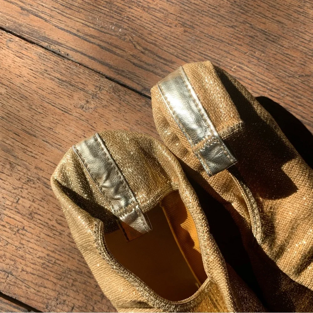 Vintage 60s gold lame lurex sparkling party ballet flats - Picture 9 of 9